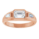 14K Gold Emerald Lab-Grown Diamond Three-Stone Band - 7/8-1 1/2 CTW - Rose Gold - view 3