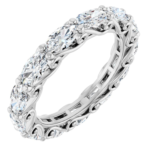 Platinum Oval Natural Diamond Sculptural Eternity Band - 5x3mm Stones