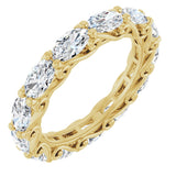 14K Gold Oval Natural Diamond Sculptural Eternity Band - 5x3mm Stones - Yellow Gold