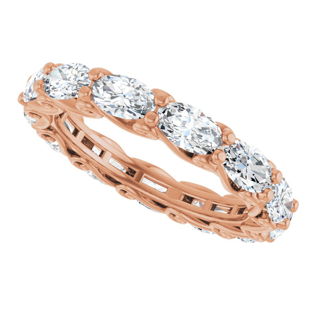 14K Gold Oval Lab-Grown Diamond Sculptural Eternity Band - 5x3mm Stones - Rose Gold - view 5