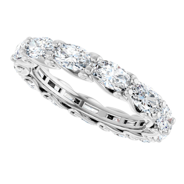 14K Gold Oval Lab-Grown Diamond Sculptural Eternity Band - 5x3mm Stones - White Gold - view 5