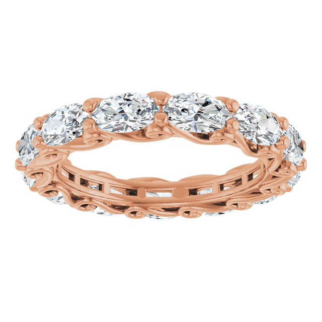 14K Gold Oval Lab-Grown Diamond Sculptural Eternity Band - 5x3mm Stones - Rose Gold - view 3