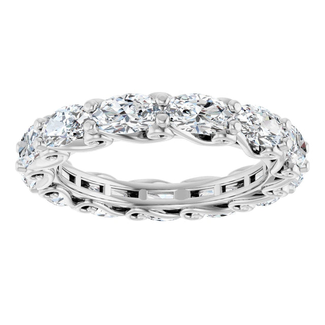 14K Gold Oval Lab-Grown Diamond Sculptural Eternity Band - 5x3mm Stones - White Gold - view 3