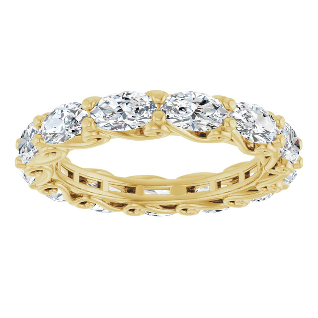 14K Gold Oval Lab-Grown Diamond Sculptural Eternity Band - 5x3mm Stones - Yellow Gold - view 3