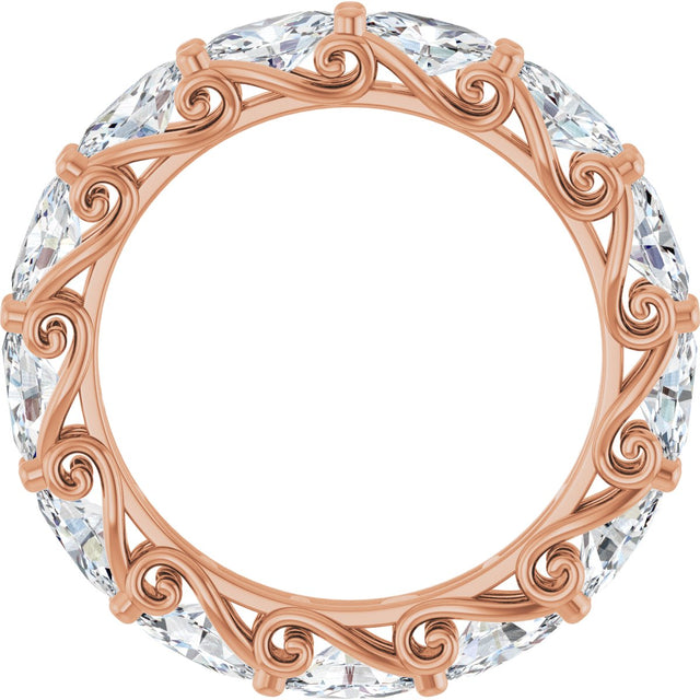 14K Gold Oval Lab-Grown Diamond Sculptural Eternity Band - 5x3mm Stones - Rose Gold - view 2