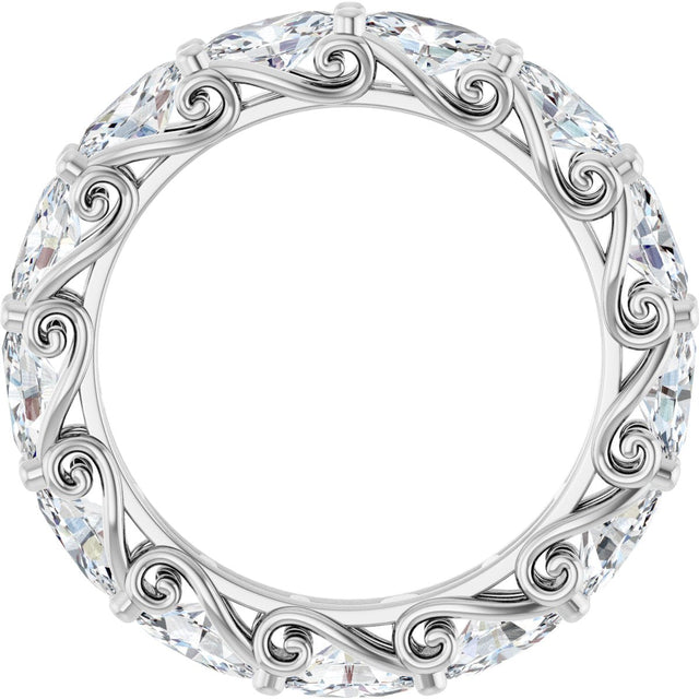 14K Gold Oval Lab-Grown Diamond Sculptural Eternity Band - 5x3mm Stones - White Gold - view 2