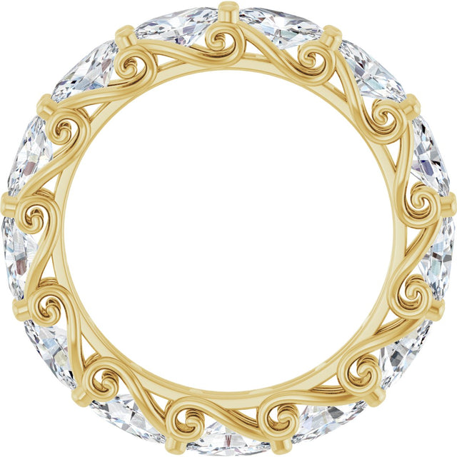 14K Gold Oval Lab-Grown Diamond Sculptural Eternity Band - 5x3mm Stones - Yellow Gold - view 2