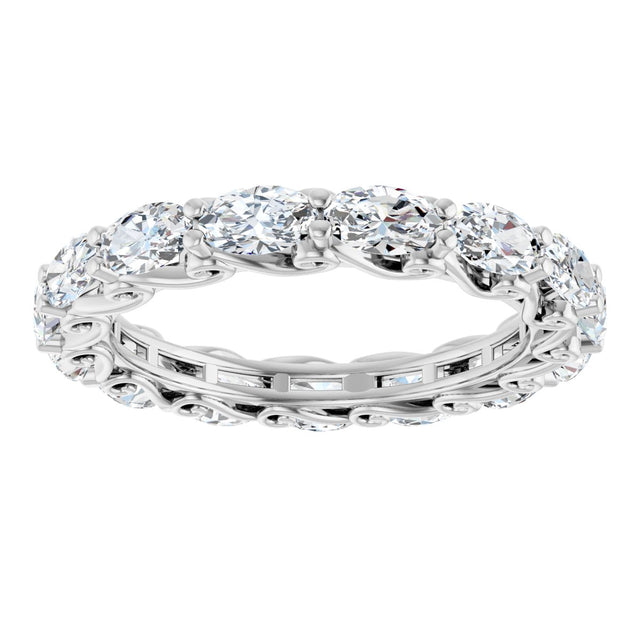 14K Gold Oval Lab-Grown Diamond Sculptural Eternity Band - 5x3mm Stones - White Gold - view 3