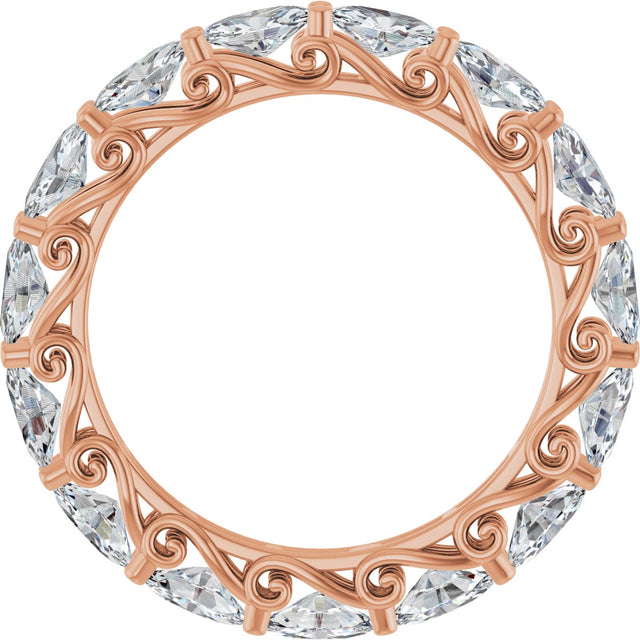 14K Gold Oval Lab-Grown Diamond Sculptural Eternity Band - 5x3mm Stones - Rose Gold - view 2