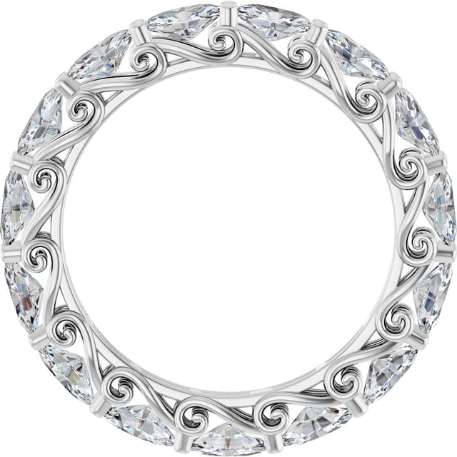 Platinum Oval Lab-Grown Diamond Sculptural Eternity Band - 5x3mm Stones - view 2