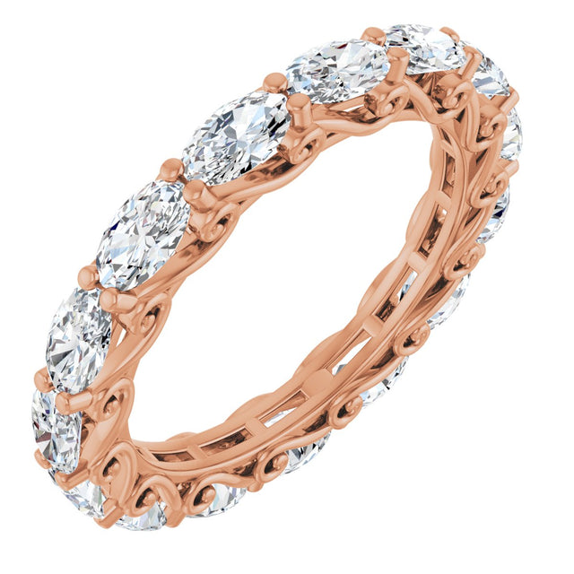 14K Gold Oval Lab-Grown Diamond Sculptural Eternity Band - 5x3mm Stones - Rose Gold