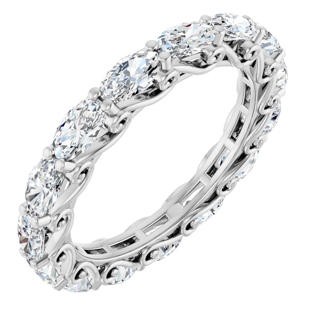 Platinum Oval Natural Diamond Sculptural Eternity Band - 5x3mm Stones