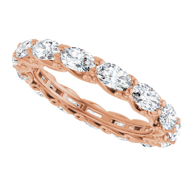 14K Gold Oval Lab-Grown Diamond Sculptural Eternity Band - 5x3mm Stones - Rose Gold - view 5