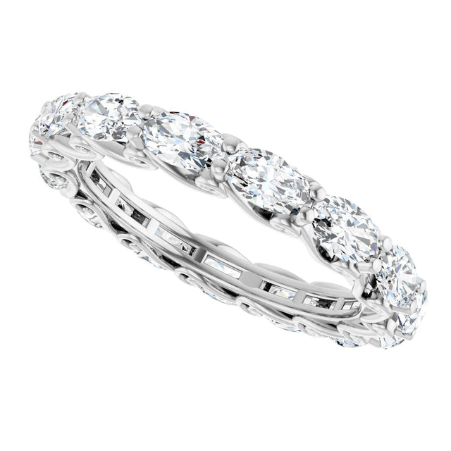 Platinum Oval Lab-Grown Diamond Sculptural Eternity Band - 5x3mm Stones - view 5