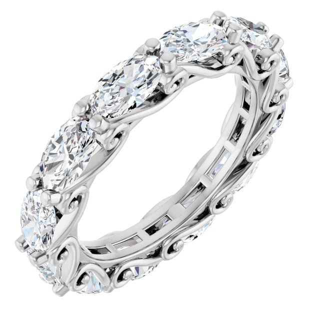 Platinum Oval Natural Diamond Sculptural Eternity Band - 5x3mm Stones