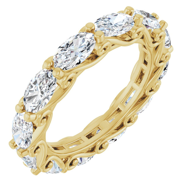 14K Gold Oval Lab-Grown Diamond Sculptural Eternity Band - 5x3mm Stones - Yellow Gold