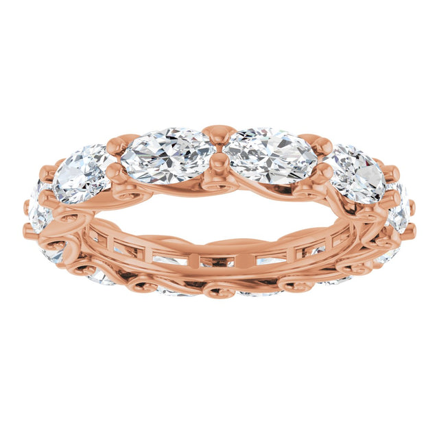 14K Gold Oval Lab-Grown Diamond Sculptural Eternity Band - 5x3mm Stones - Rose Gold - view 3