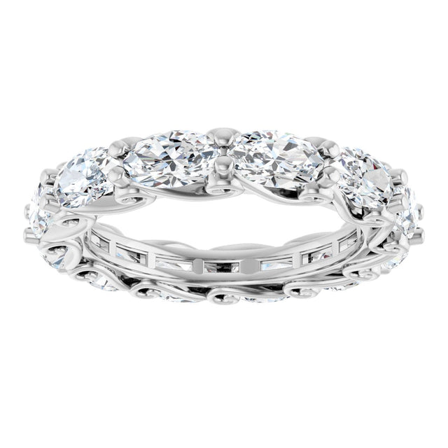 14K Gold Oval Lab-Grown Diamond Sculptural Eternity Band - 5x3mm Stones - White Gold - view 3