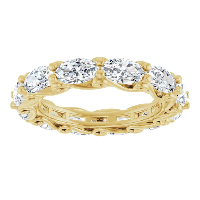 14K Gold Oval Lab-Grown Diamond Sculptural Eternity Band - 5x3mm Stones - Yellow Gold - view 3