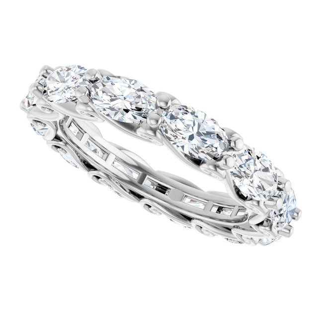 14K Gold Oval Lab-Grown Diamond Sculptural Eternity Band - 5x3mm Stones - White Gold - view 5