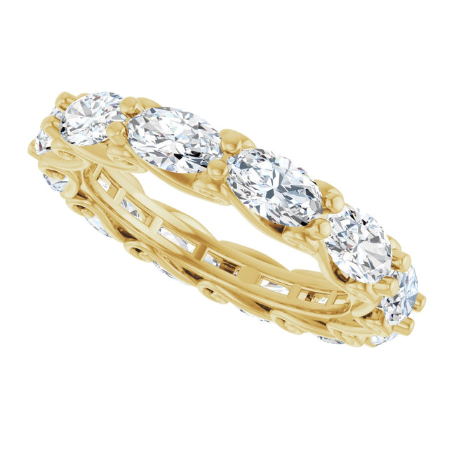 14K Gold Oval Lab-Grown Diamond Sculptural Eternity Band - 5x3mm Stones - Yellow Gold - view 5
