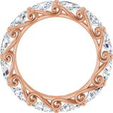 14K Gold Oval Natural Diamond Sculptural Eternity Band - 5x3mm Stones - Rose Gold - view 2