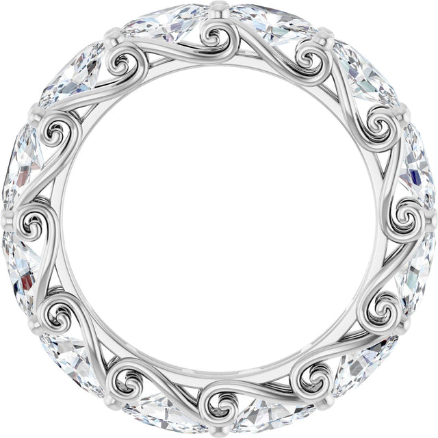14K Gold Oval Lab-Grown Diamond Sculptural Eternity Band - 5x3mm Stones - White Gold - view 2