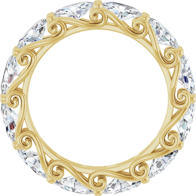14K Gold Oval Lab-Grown Diamond Sculptural Eternity Band - 5x3mm Stones - Yellow Gold - view 2