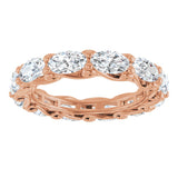 14K Gold Oval Natural Diamond Sculptural Eternity Band - 5x3mm Stones - Rose Gold - view 3
