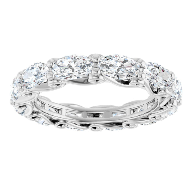 Platinum Oval Lab-Grown Diamond Sculptural Eternity Band - 5x3mm Stones - view 3