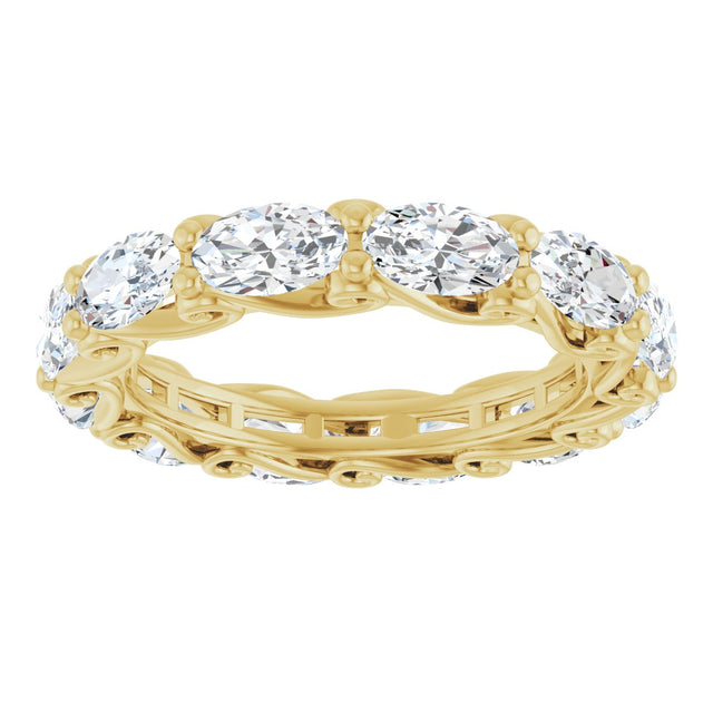 14K Gold Oval Lab-Grown Diamond Sculptural Eternity Band - 5x3mm Stones - Yellow Gold - view 3