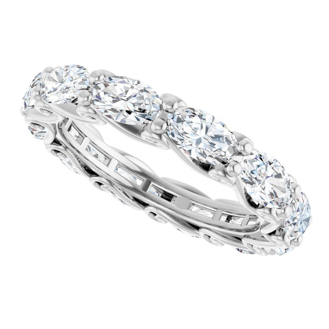 14K Gold Oval Lab-Grown Diamond Sculptural Eternity Band - 5x3mm Stones - White Gold - view 5