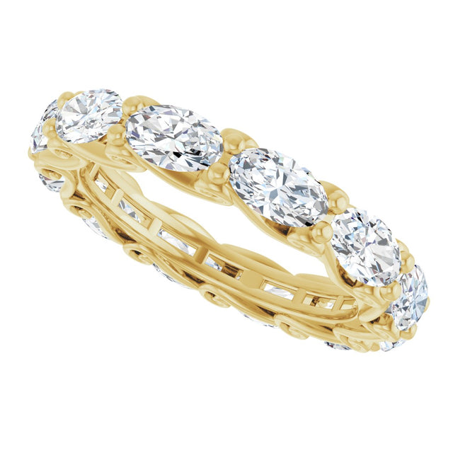 14K Gold Oval Lab-Grown Diamond Sculptural Eternity Band - 5x3mm Stones - Yellow Gold - view 5