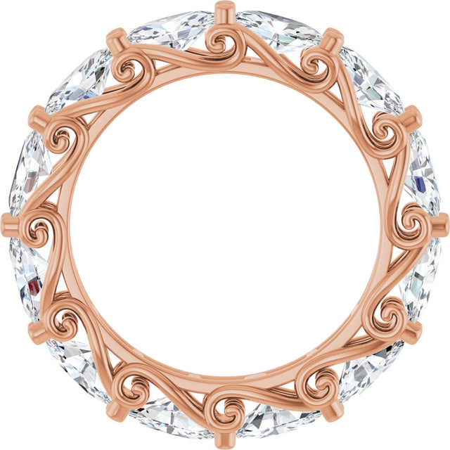 14K Gold Oval Lab-Grown Diamond Sculptural Eternity Band - 5x3mm Stones - Rose Gold - view 2