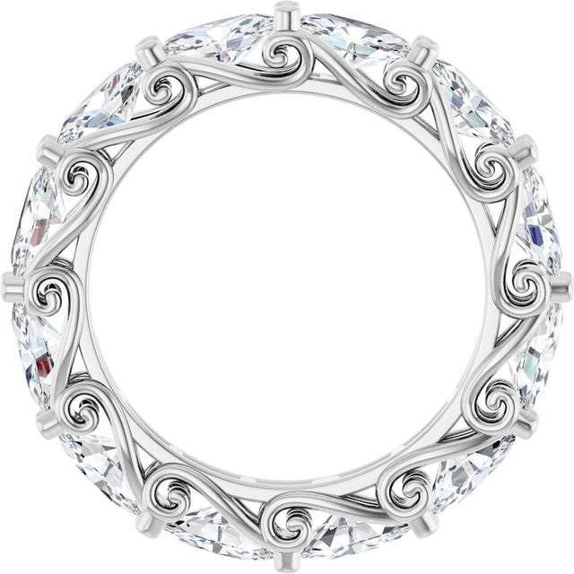 Platinum Oval Lab-Grown Diamond Sculptural Eternity Band - 5x3mm Stones - view 2