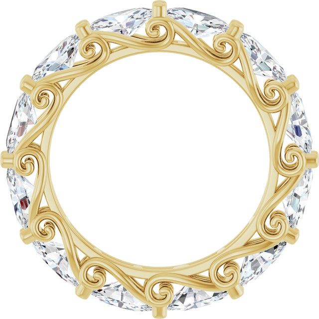 14K Gold Oval Lab-Grown Diamond Sculptural Eternity Band - 5x3mm Stones - Yellow Gold - view 2