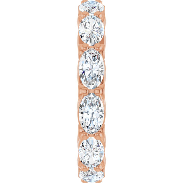 14K Gold Oval Natural Diamond Sculptural Eternity Band - 5x3mm Stones - Rose Gold - view 4