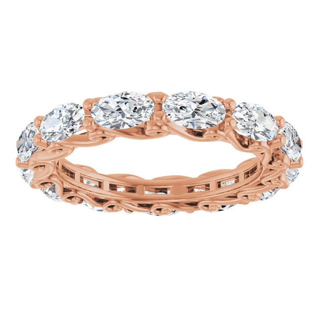 14K Gold Oval Lab-Grown Diamond Sculptural Eternity Band - 5x3mm Stones - Rose Gold - view 3