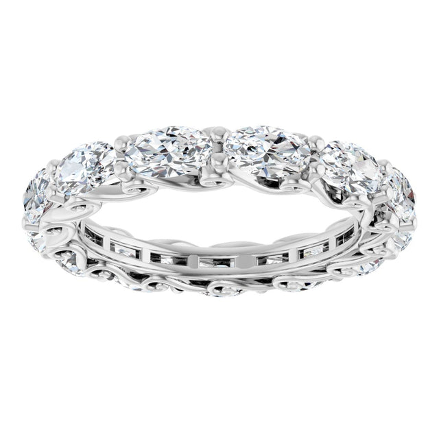 14K Gold Oval Lab-Grown Diamond Sculptural Eternity Band - 5x3mm Stones - White Gold - view 3