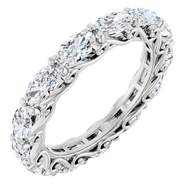 Platinum Oval Natural Diamond Sculptural Eternity Band - 5x3mm Stones