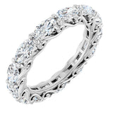 14K Gold Oval Natural Diamond Sculptural Eternity Band - 5x3mm Stones - White Gold