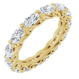 14K Gold Oval Natural Diamond Sculptural Eternity Band - 5x3mm Stones - Yellow Gold