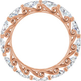 14K Gold Oval Lab-Grown Diamond Sculptural Eternity Band - 5x3mm Stones - Rose Gold - view 2