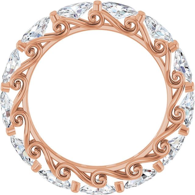 14K Gold Oval Lab-Grown Diamond Sculptural Eternity Band - 5x3mm Stones - Rose Gold - view 2