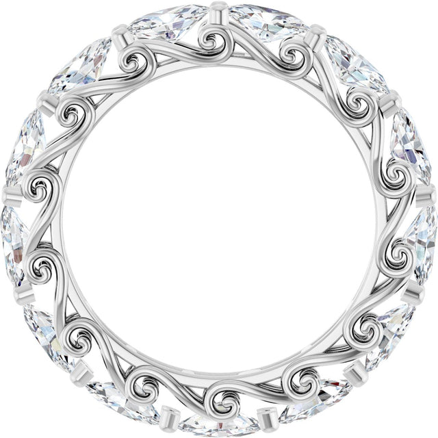 14K Gold Oval Lab-Grown Diamond Sculptural Eternity Band - 5x3mm Stones - White Gold - view 2