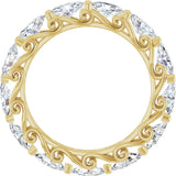 14K Gold Oval Natural Diamond Sculptural Eternity Band - 5x3mm Stones - Yellow Gold - view 2