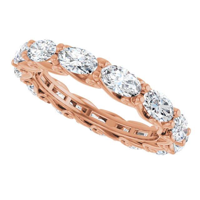 14K Gold Oval Lab-Grown Diamond Sculptural Eternity Band - 5x3mm Stones - Rose Gold - view 5