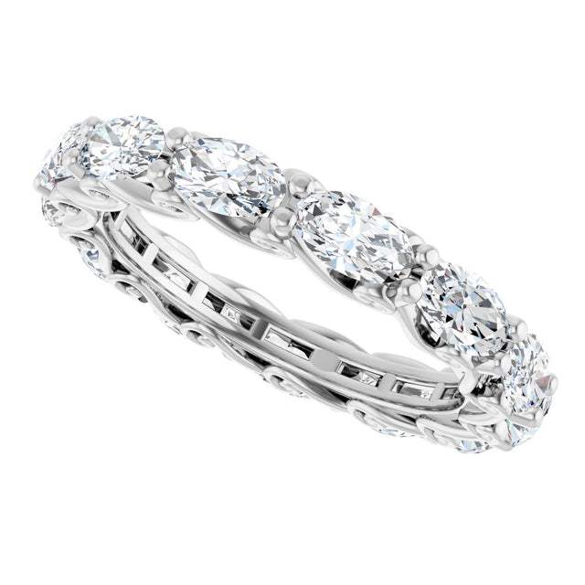 14K Gold Oval Lab-Grown Diamond Sculptural Eternity Band - 5x3mm Stones - White Gold - view 5