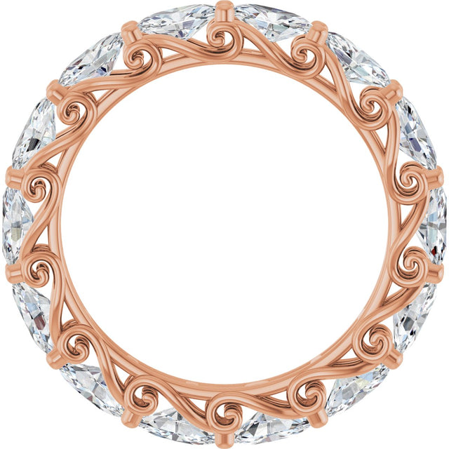 14K Gold Oval Lab-Grown Diamond Sculptural Eternity Band - 5x3mm Stones - Rose Gold - view 2