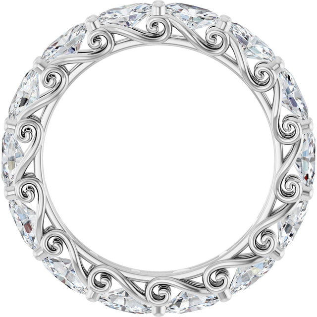14K Gold Oval Lab-Grown Diamond Sculptural Eternity Band - 5x3mm Stones - White Gold - view 2
